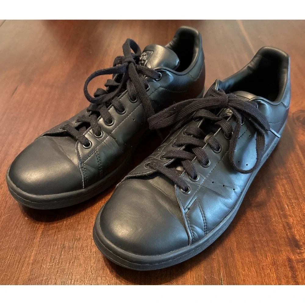 adidas Stan Smith Triple Black FX5499 Men's 10.5 Leather Sneakers Shoes